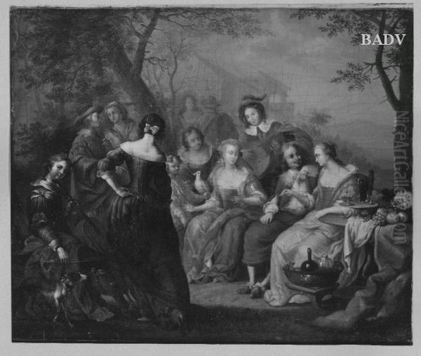 Garden-party Oil Painting by Johann Georg Platzer