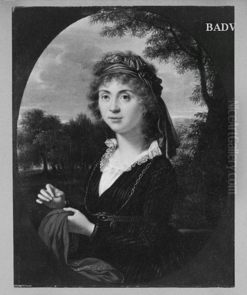 Brustbild einer Dame vor einer Landschaft Oil Painting by Francois-Xavier Fabre