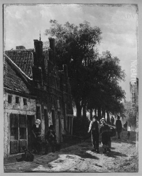 Hollandische Dorfstrasse Oil Painting by Cornelis Springer