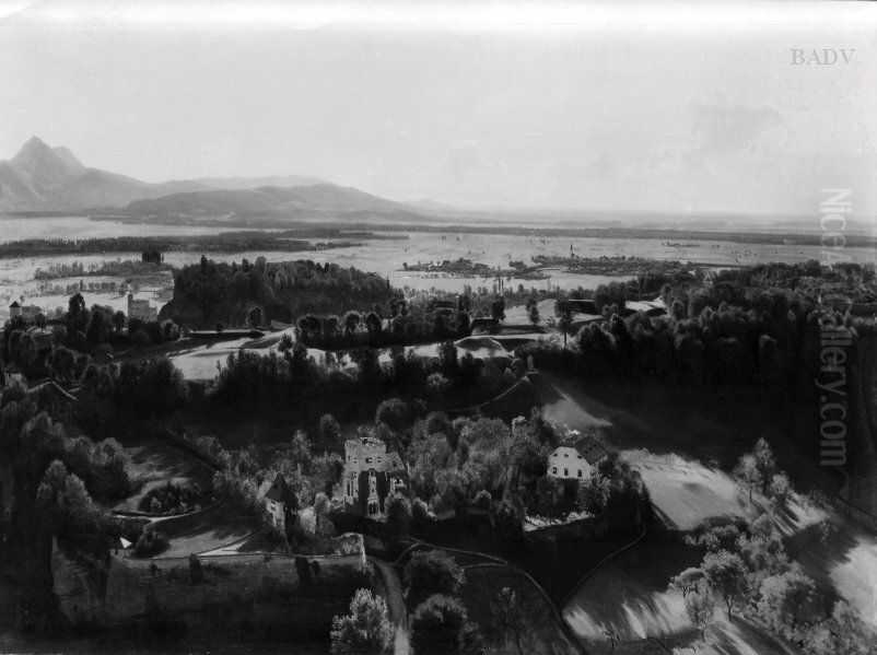 Blick von der Feste Hohensalzberg Oil Painting by Anton Hlavacek