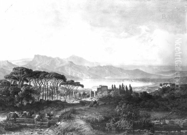 Italienische Landschaft Oil Painting by August Lucas