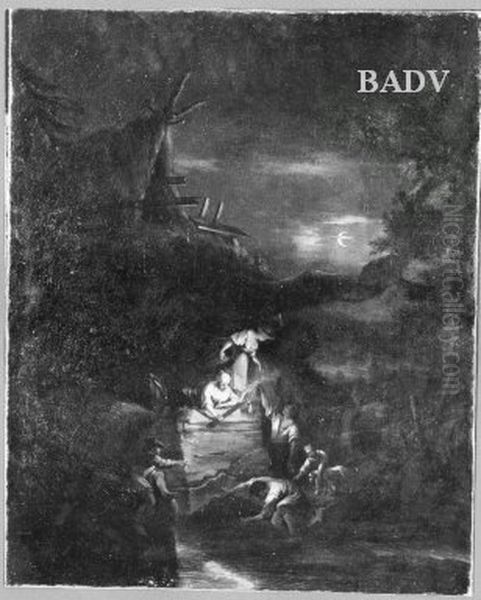 Nachtliches Krebsfischen bei Fackelschein Oil Painting by Christoph Ludwig Agricola