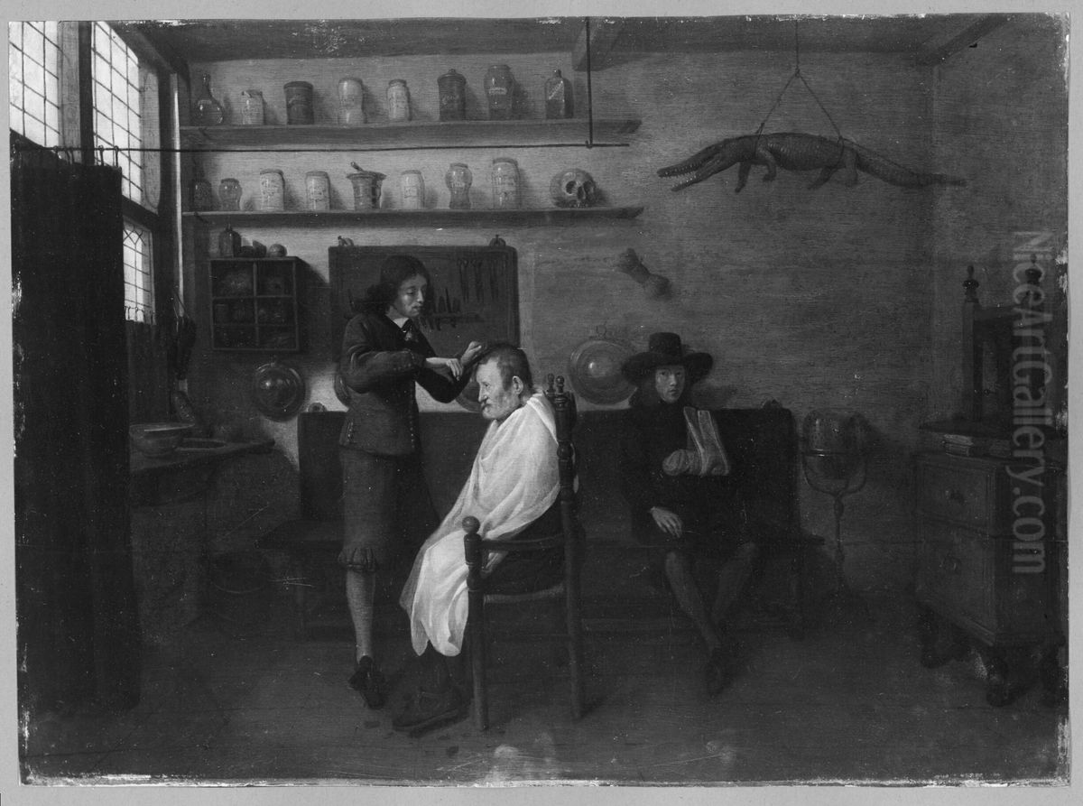 the barber - shop Oil Painting by Quirijn van Brekelenkam