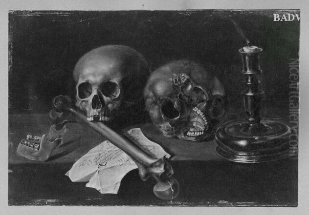 Two sculls Oil Painting by Pieter Claesz