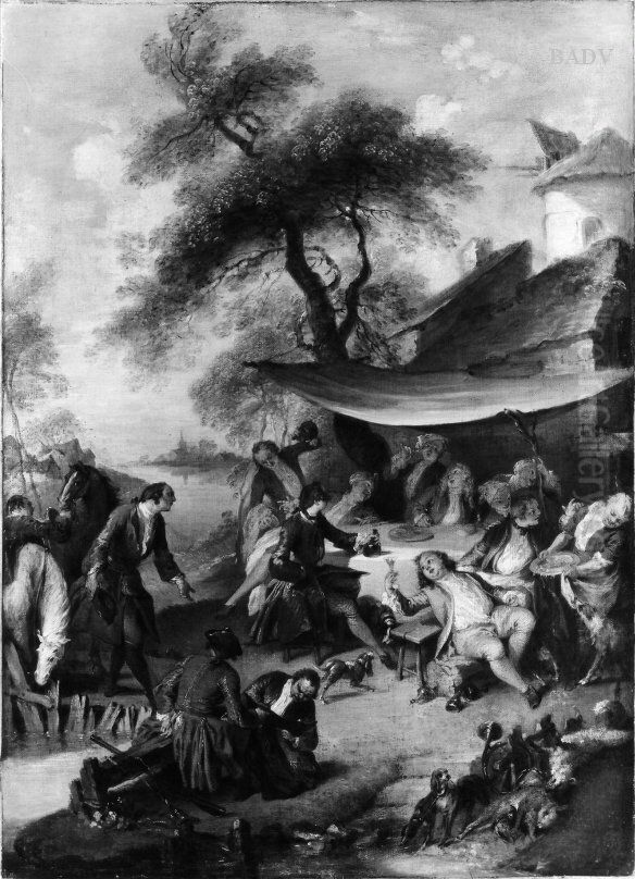 Jagdfruhstuck im Freien Oil Painting by Jean-Baptiste Pater