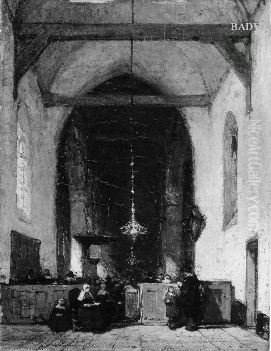 Kircheninneres mit Staffage Oil Painting by Johannes Bosboom