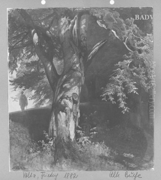 Alte Brucke (Alte Buche) Oil Painting by Friedrich Voltz