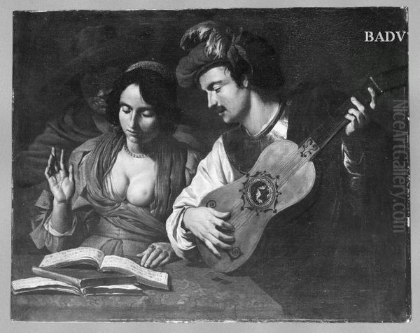 Lautenspieler und Sangerin Oil Painting by Matthias Stom