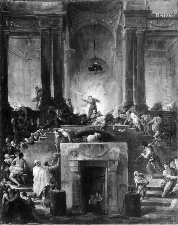 Austreibung der Handler aus dem Tempel Oil Painting by Hubert Robert