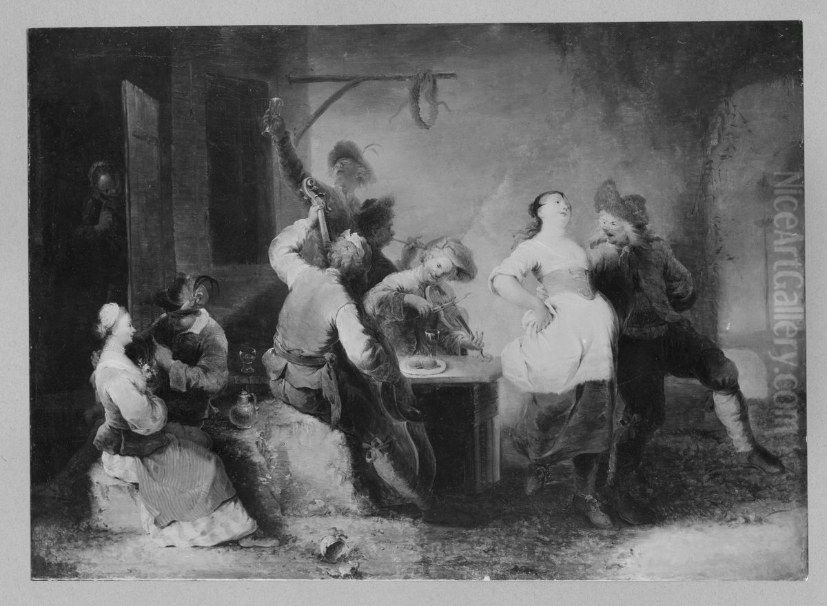 Bauerntanz in einer Schenke Oil Painting by Johannes Zick