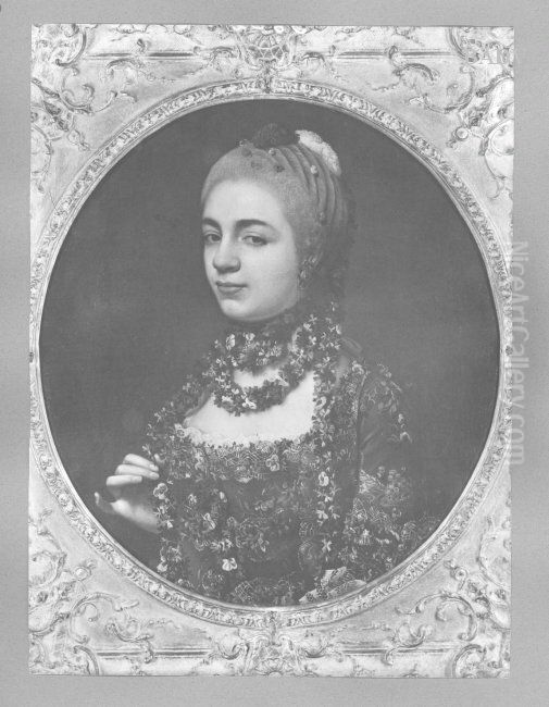 Weibliches Bildnis mit Halskette aus kunstlichen Blumen Oil Painting by Nathaniel Dance-Holland