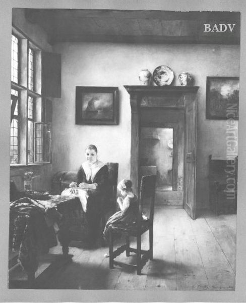 a lace-Maker Oil Painting by Ludwig Von Lofftz