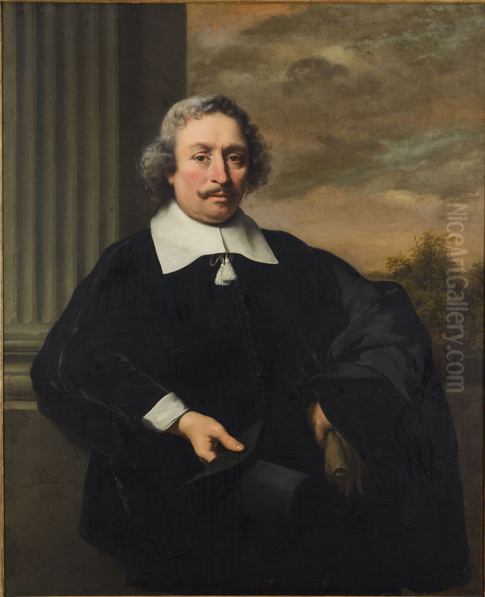 Portrait d'homme tenant un chapeau Oil Painting by Ferdinand Bol