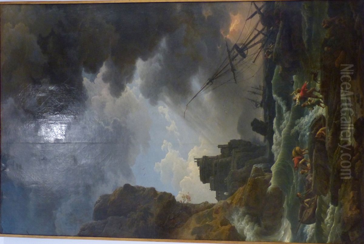 Tempete, avec naufrage d'un vaisseau Oil Painting by Joseph Vernet