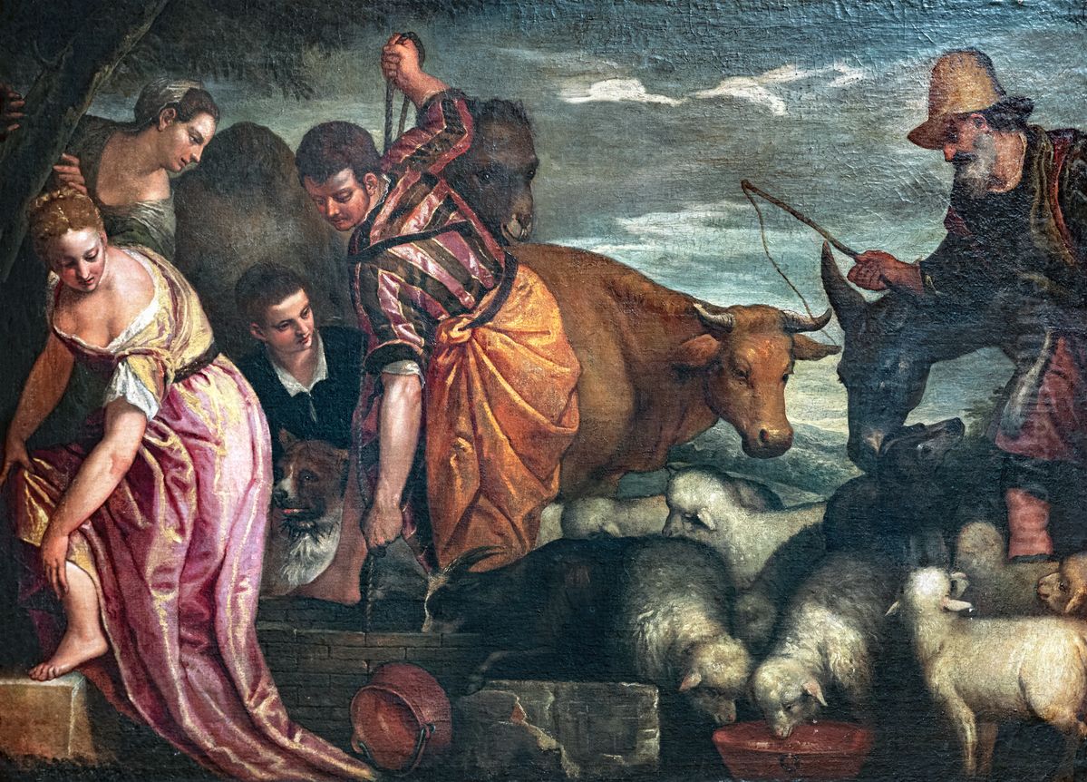 Scene champetre ou Rebeca a la fontaine Oil Painting by Paolo Veronese (Caliari)