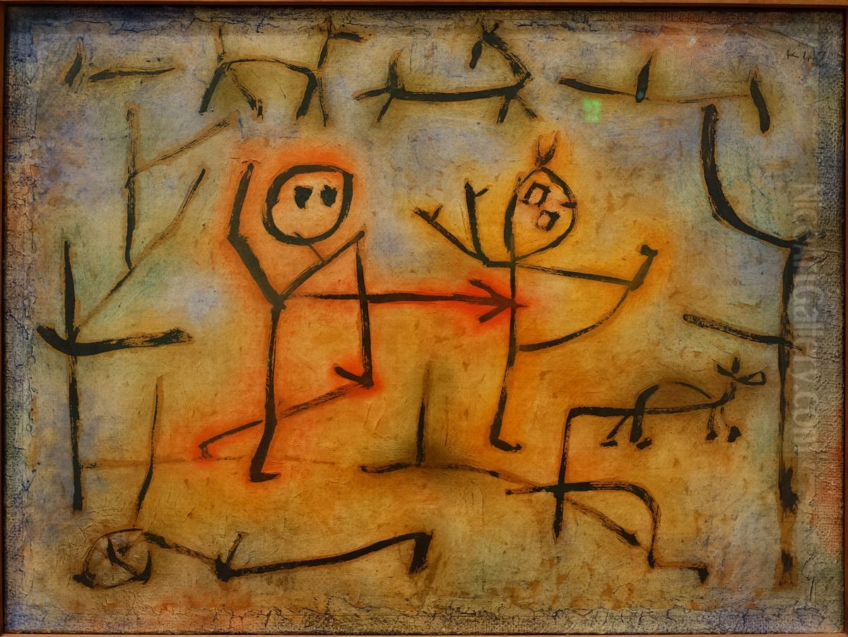 Hot Pursuit Oil Painting by Paul Klee