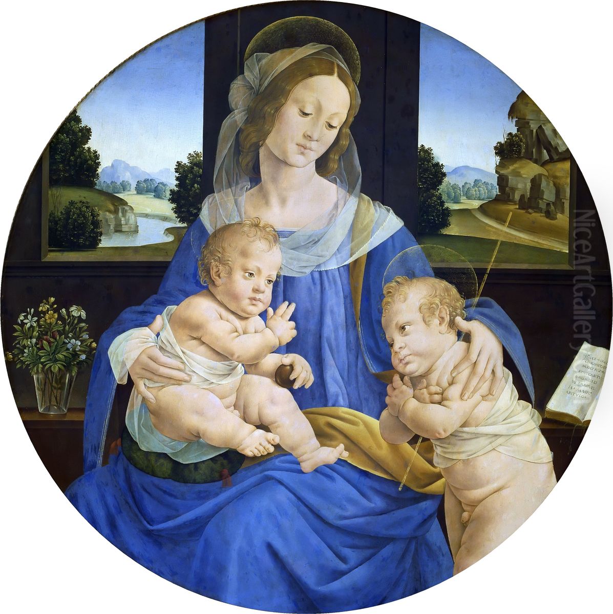 Virgin and Child with the Infant Saint John the Baptist Oil Painting by Lorenzo Di Credi