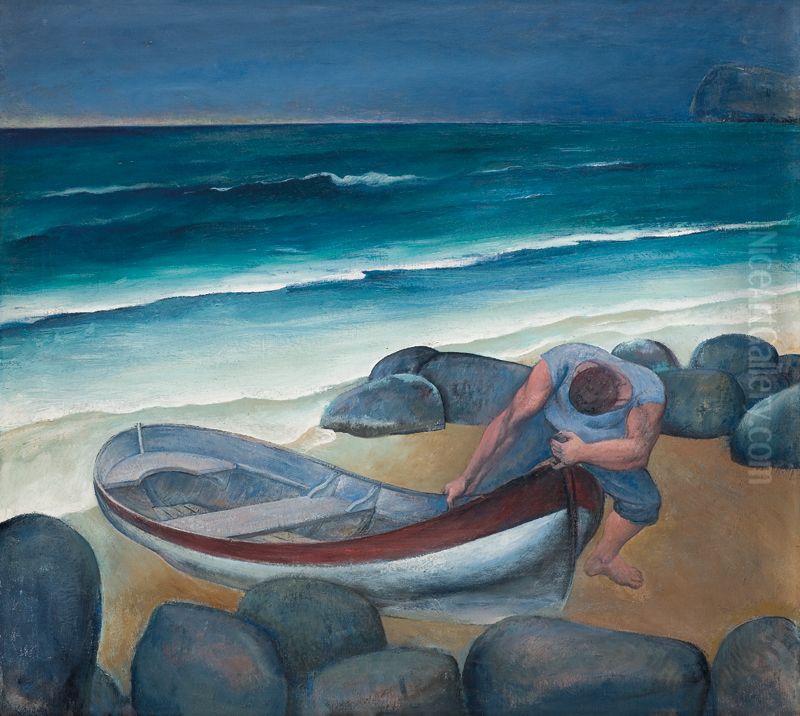 Rybar Oil Painting by Jiri Kovarik