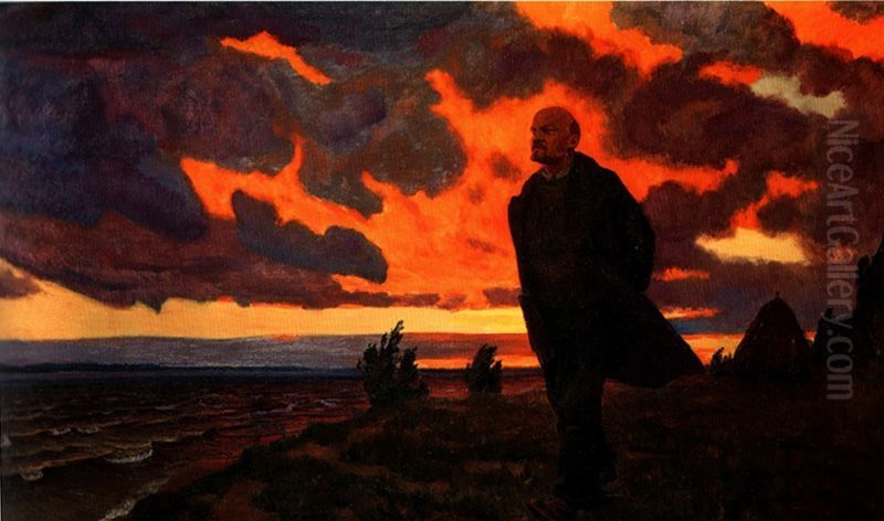 V. I. Lenin in Razliv, 1917 Oil Painting by Arkady Rylov