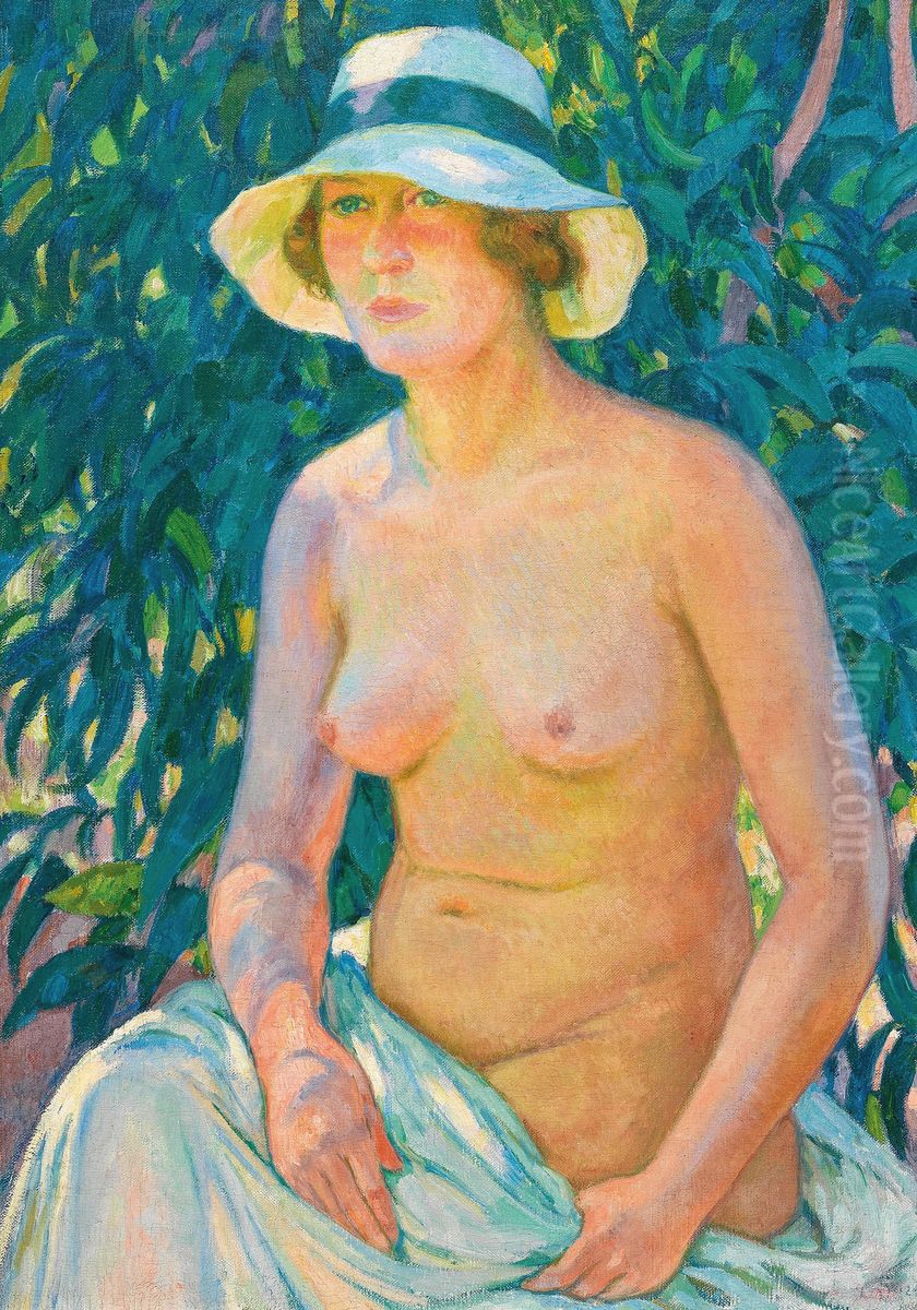 Nude with Panama Oil Painting by Theo van Rysselberghe