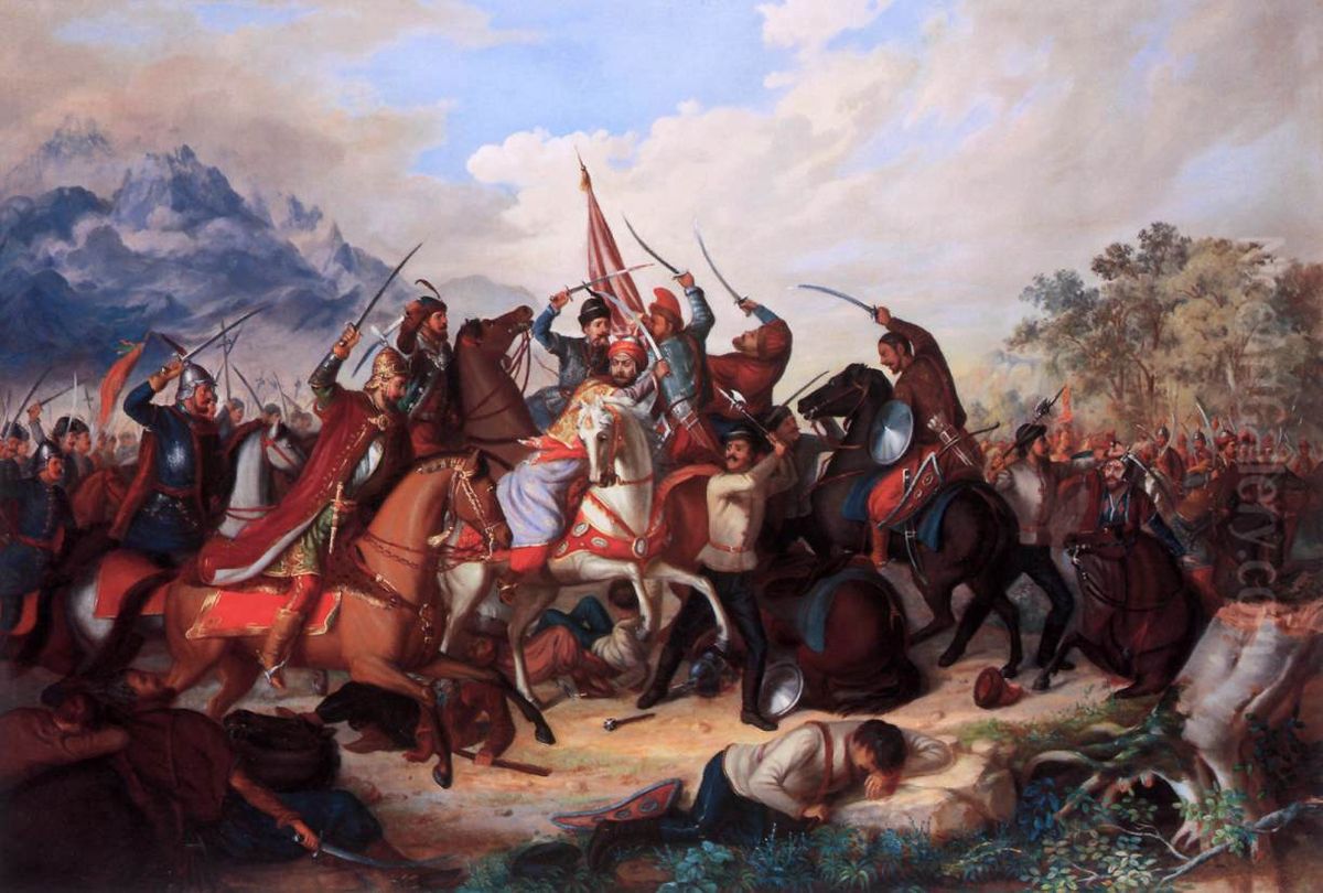 Scene from the War against the Turks Oil Painting by Balint Kiss