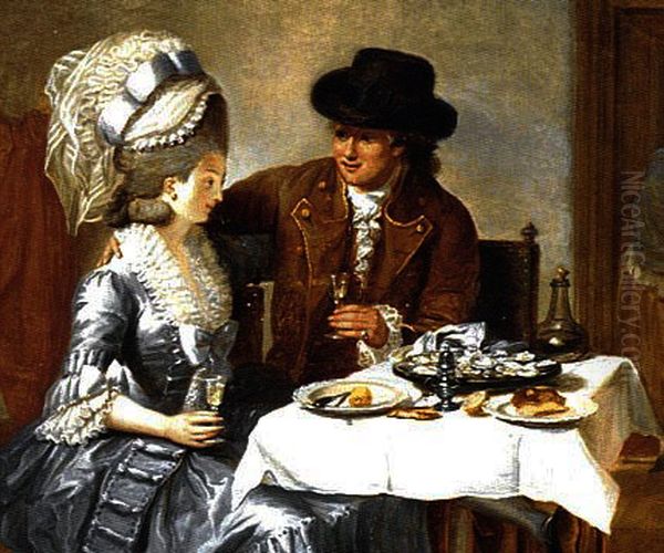 Dining out Oil Painting by Louis Bernard Coclers