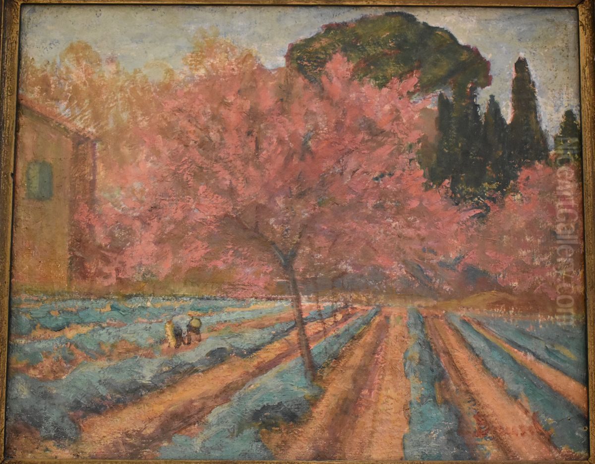 Pechers en fleurs Oil Painting by Louis Bausil