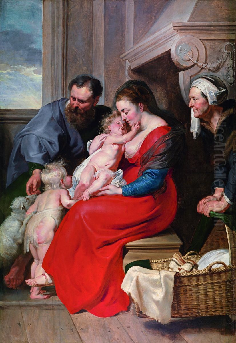 The Holy Family with Saint Anne and Saint John the Baptist Oil Painting by (studio of) Rubens, Peter Paul