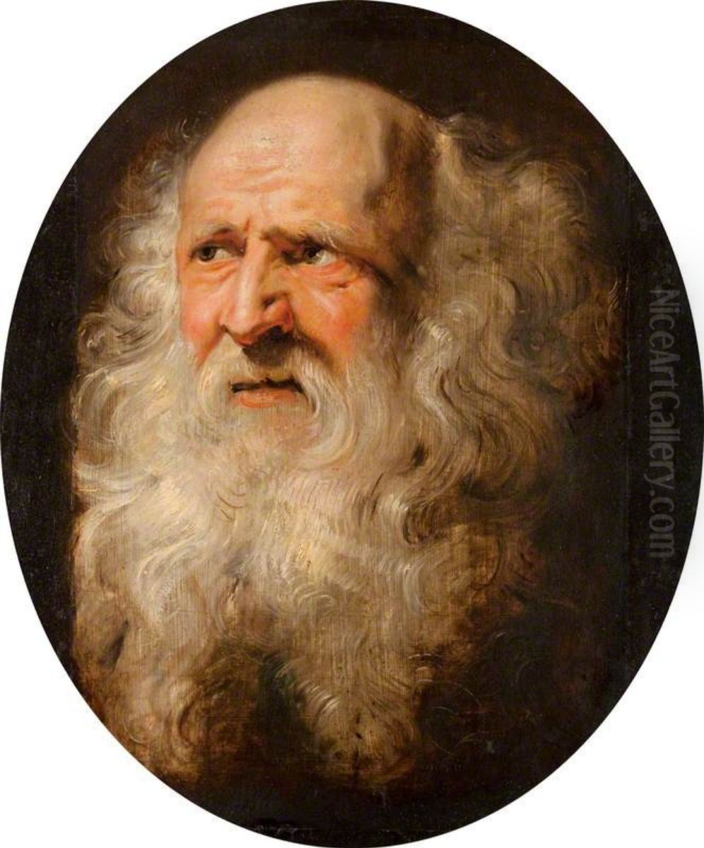 Head study of an old man with a curly beard Oil Painting by (studio of) Rubens, Peter Paul
