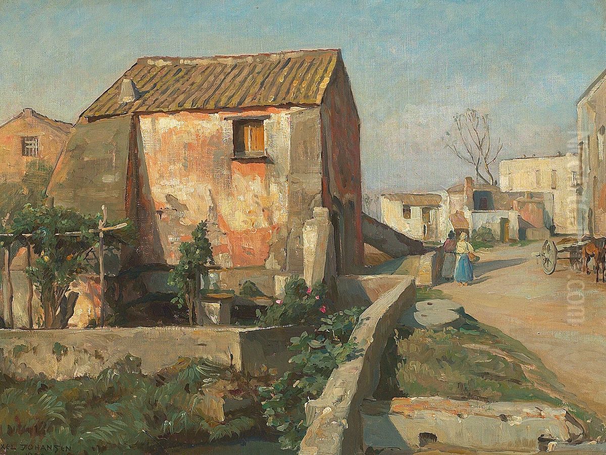 A watermill near Pompei. Oil Painting by Axel Johansen