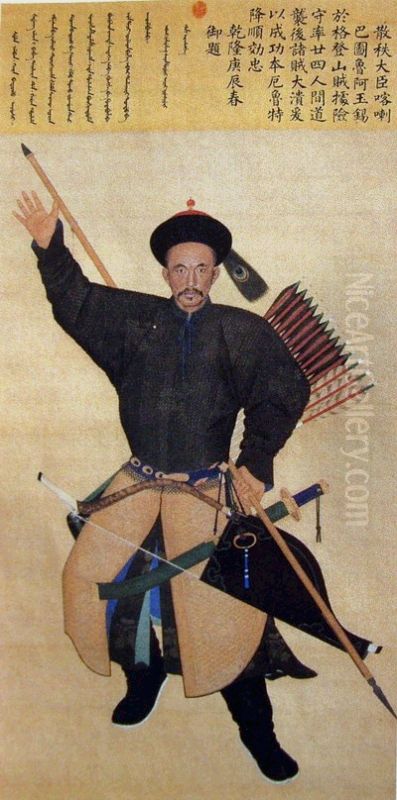 Ayusi Assailing The Rebels with a Lance Oil Painting by Giuseppe Castiglione