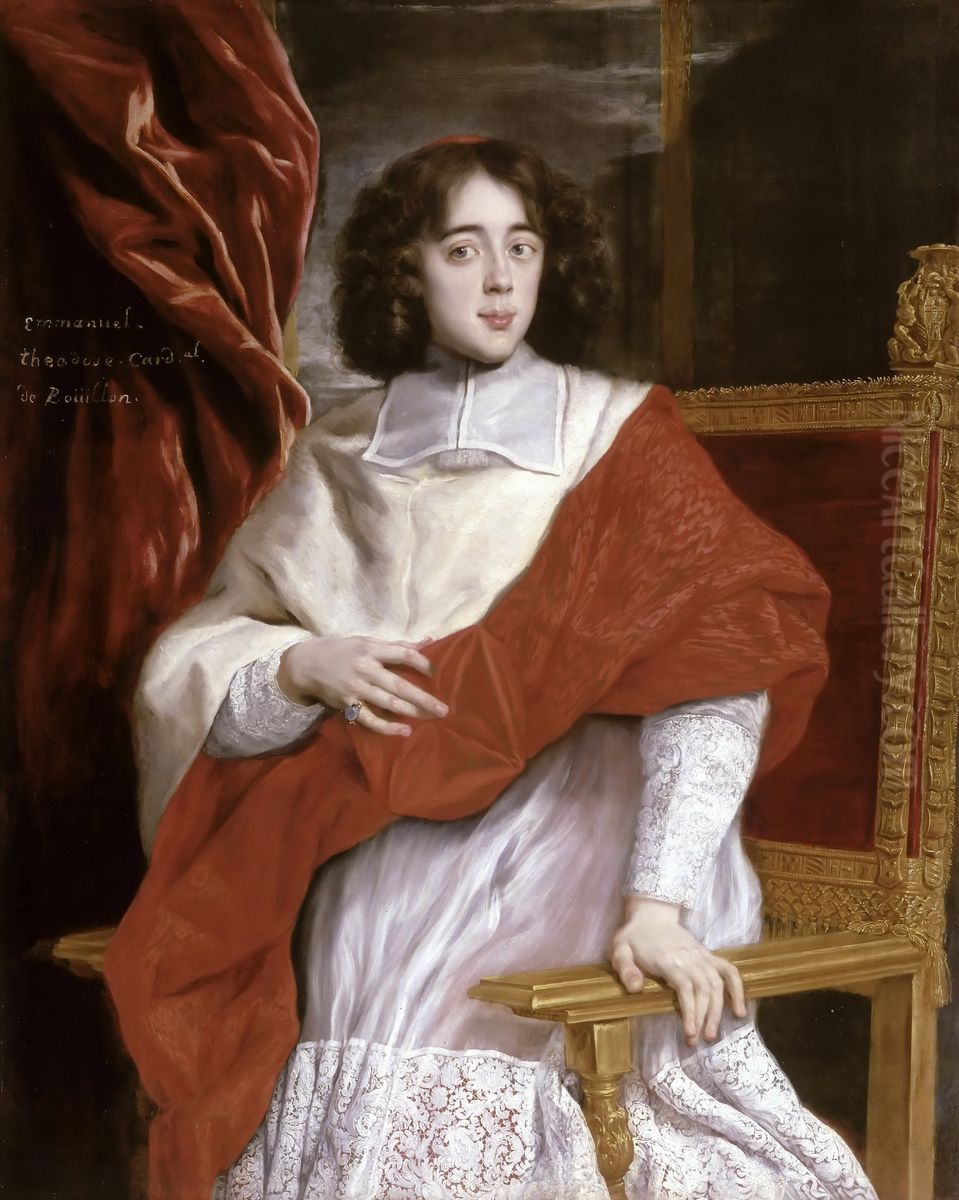 Emmanuel-Theodose de la Tour d'Auvergne, cardinal de Bouillon (1643-1715) Oil Painting by Giovanni Battista Gaulli