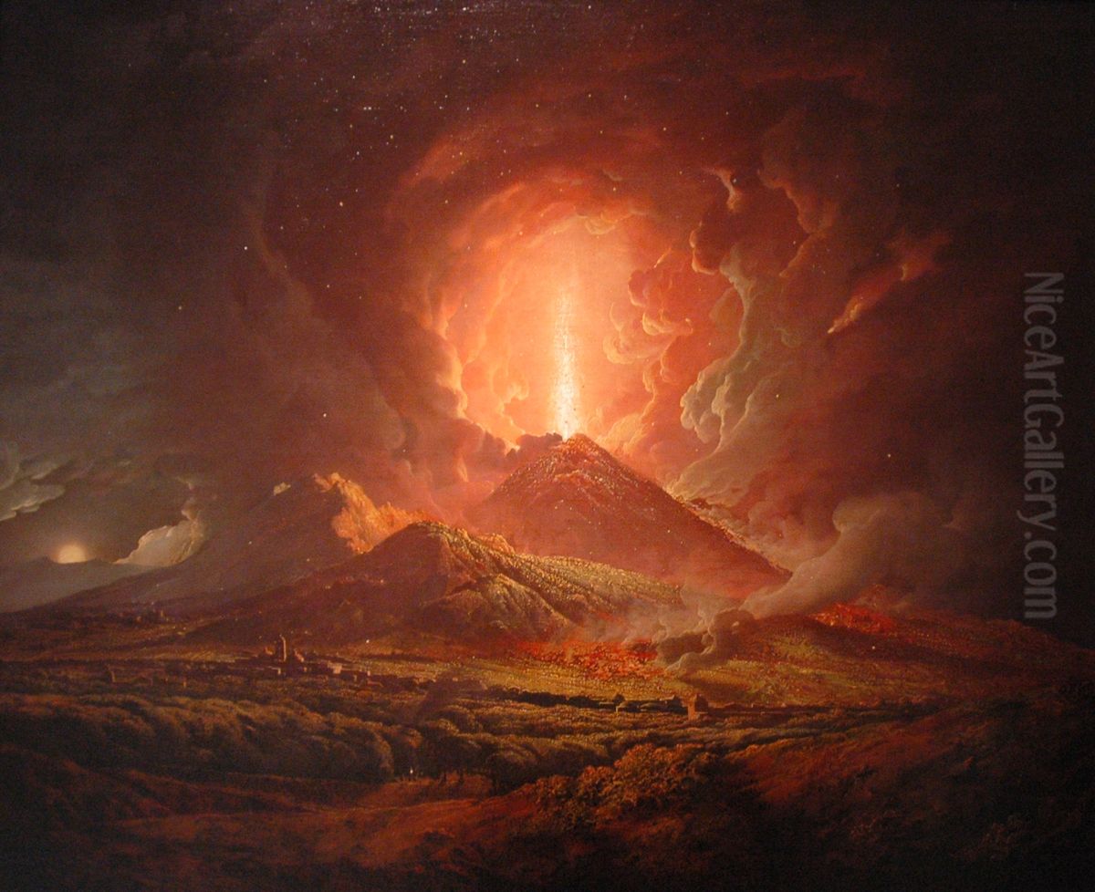 Eruption of Vesuvius 1771 seen from Portici Oil Painting by Joseph Wright of Derby