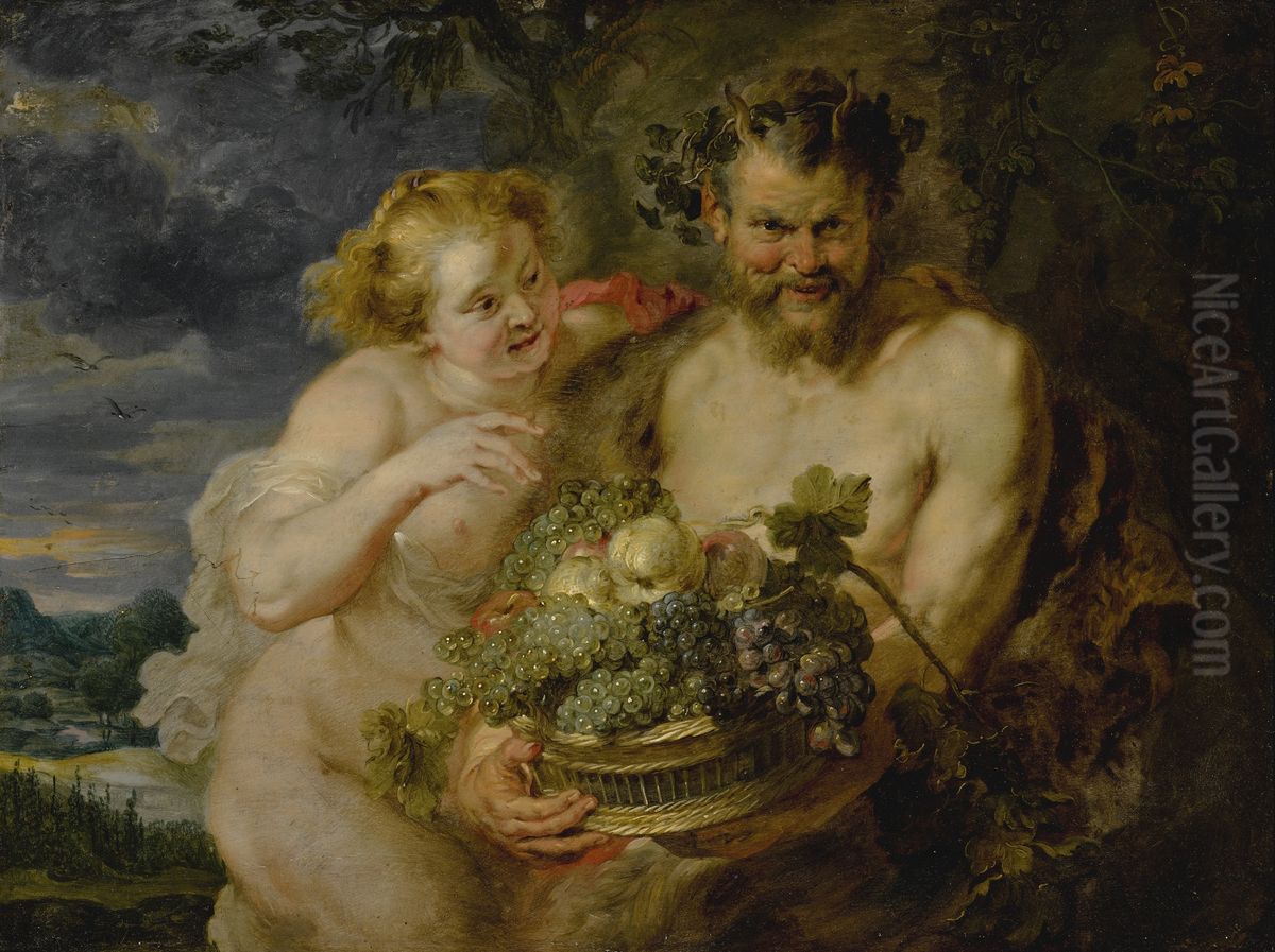 Satyr and Bacchante Oil Painting by (studio of) Rubens, Peter Paul