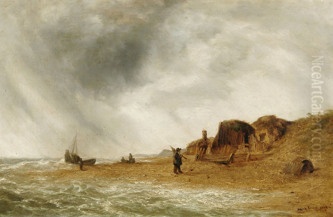 Beach Scene 1849 Oil Painting by Alfred Priest
