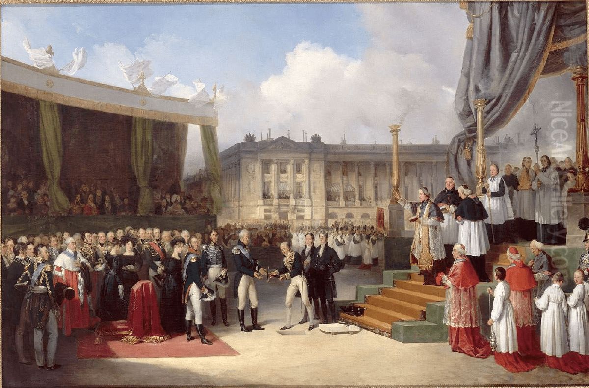 Inauguration du monument a la memoire de Louis XVI par Charles X, place de la Concorde, 3 mai 1826 Oil Painting by Joseph Beaume