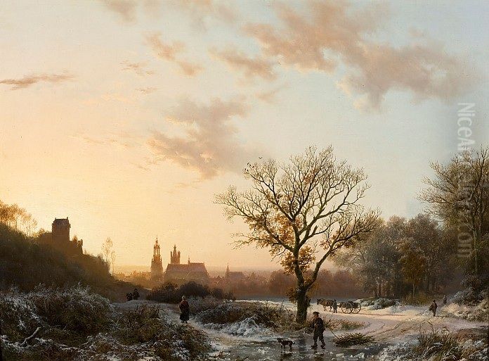 Winter Landscape, View on Kleef Oil Painting by Barend Cornelis Koekkoek