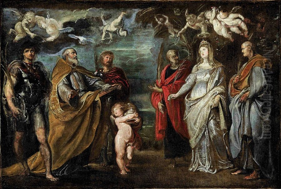 Die Patrone der Oratorianer Oil Painting by (studio of) Rubens, Peter Paul