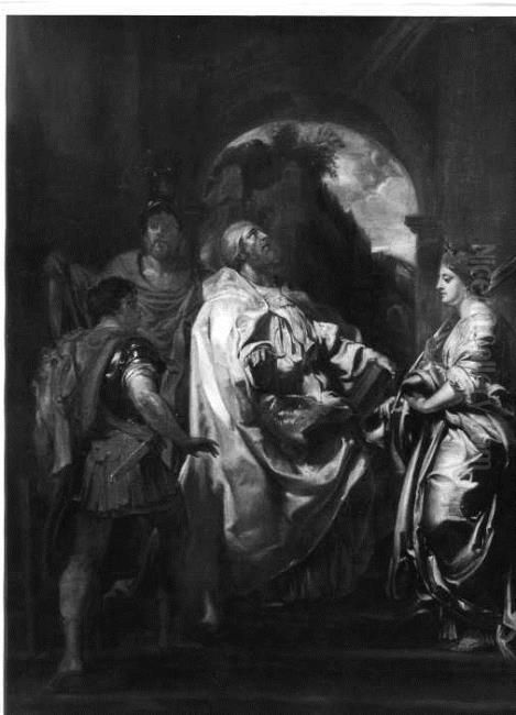 The Madonna of Vallicella adored by Saints Gregorius, Domitilla, Maurus, Papianus and Achilleus Oil Painting by (studio of) Rubens, Peter Paul