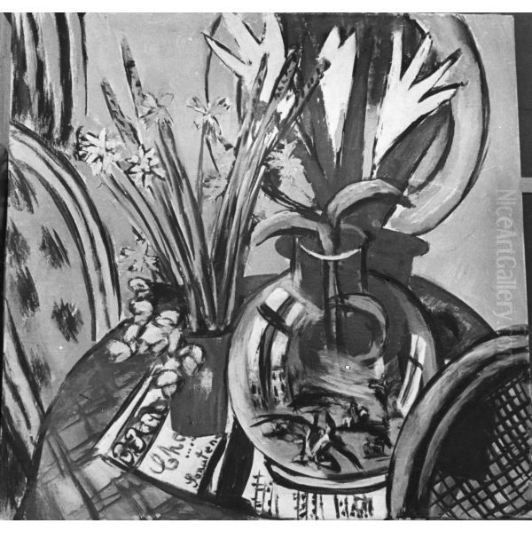 Stilleben mit grosser Glaskugel und Kornahren Oil Painting by Max Beckmann