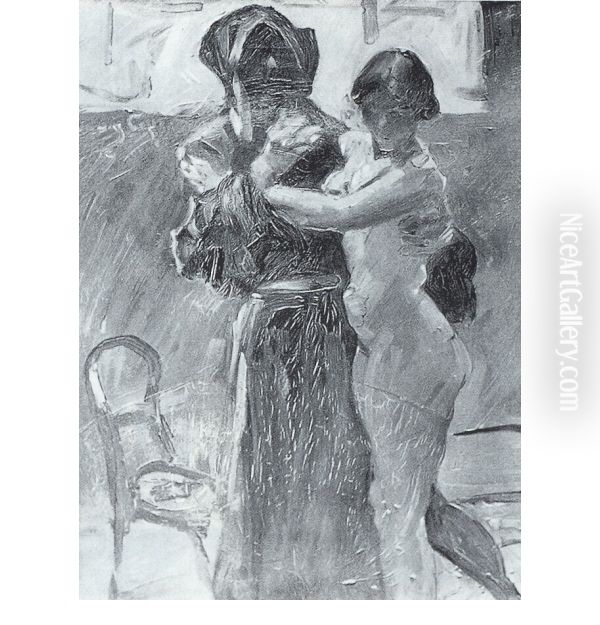 Tod und Madchen Oil Painting by Lovis (Franz Heinrich Louis) Corinth