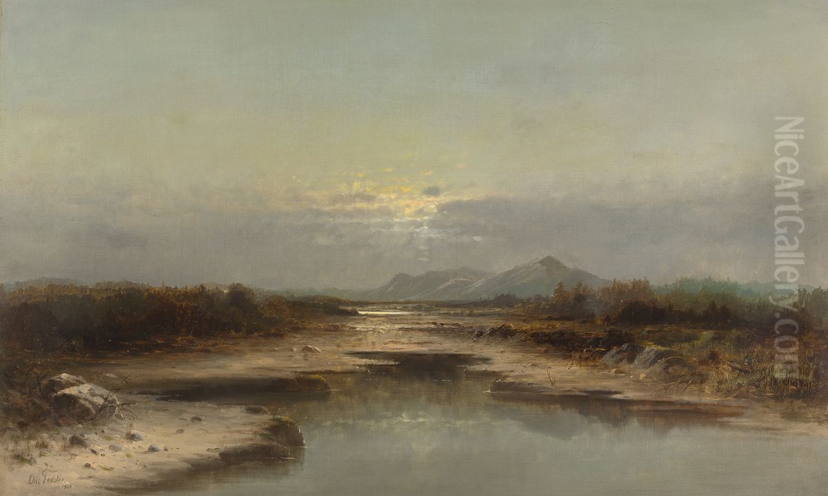 At the upper Isar Oil Painting by Otto Fedder
