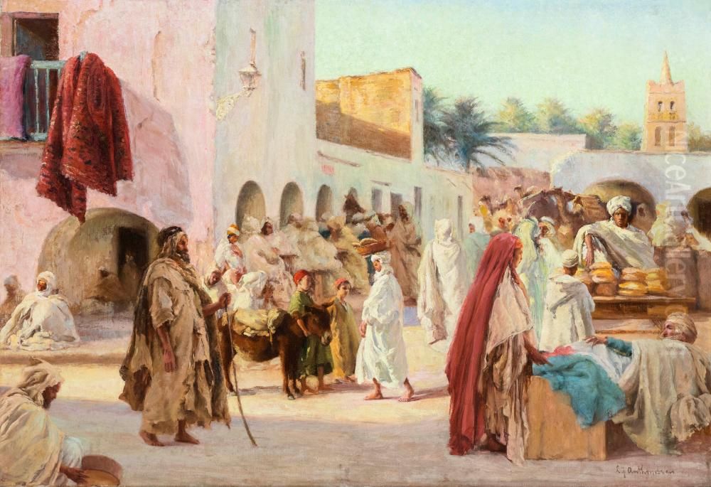 Scene de marche anime au Maroc Oil Painting by Louis-Joseph Anthonissen