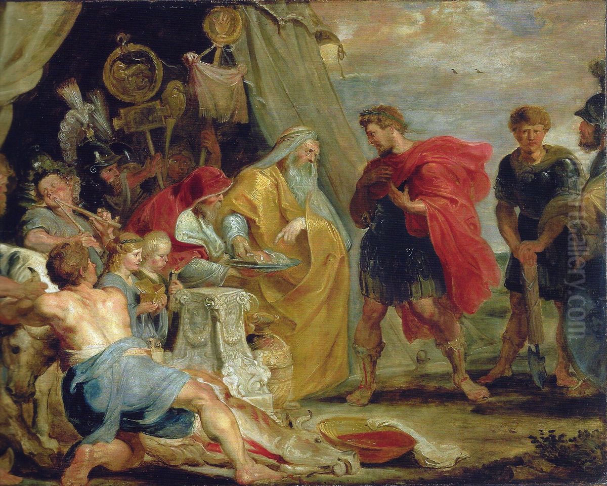 Decius Mus consulting the soothsayer (Livy VIII, 6-9/10) Oil Painting by (studio of) Rubens, Peter Paul