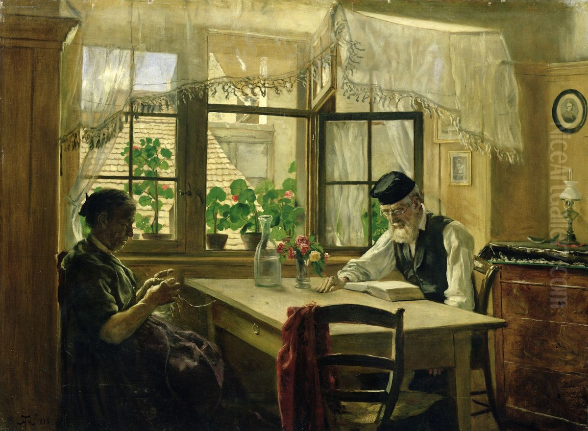 A peaceful Sunday Oil Painting by Hans Thoma