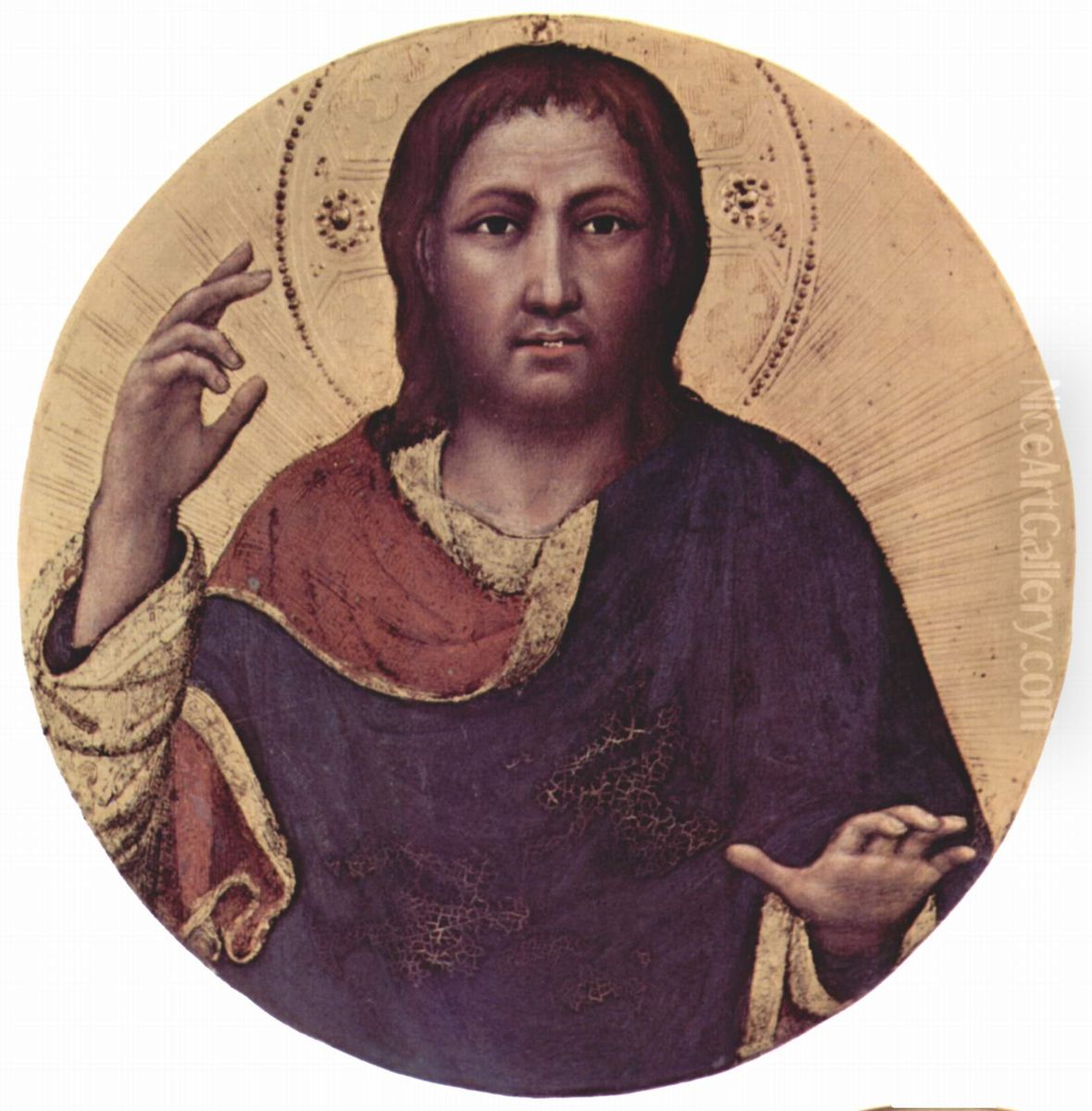 Anbetung der Heiligen Drei Konige, mittleres Giebeltondo: Segnender Christus Oil Painting by Gentile Da Fabriano