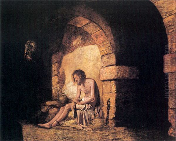 Captive from Sterne Oil Painting by Joseph Wright of Derby