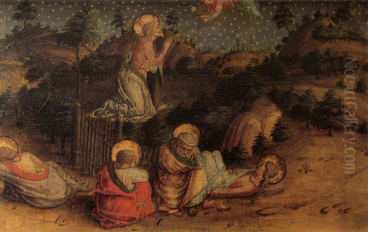 Altartafel aus San Silvestro in Massa Fermana, linke aussere Predellatafel: Gebet Christi am Olberg Oil Painting by Carlo Crivelli