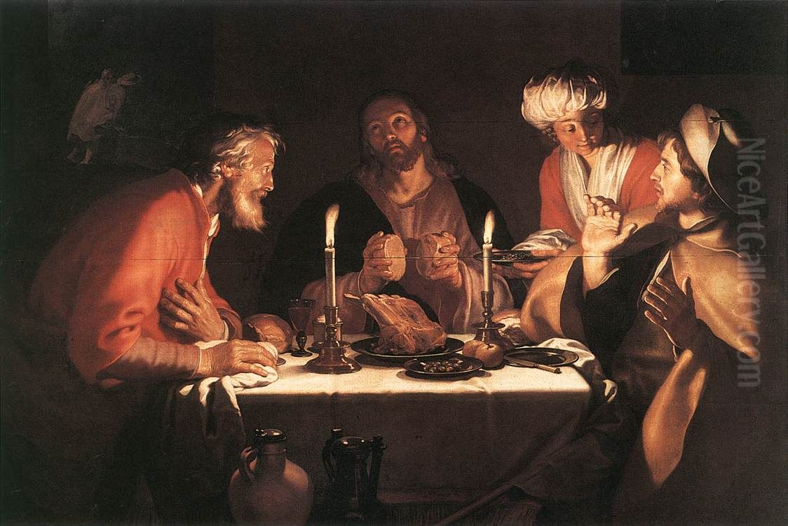 The Emmaus Disciples Oil Painting by Abraham Bloemaert