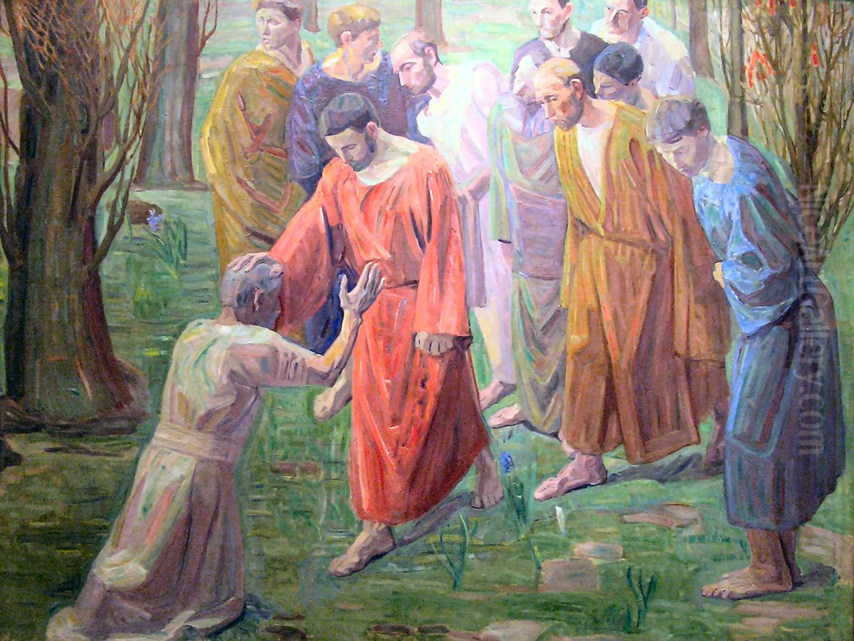 Healing of a Leper Oil Painting by Niels Larsen Stevns